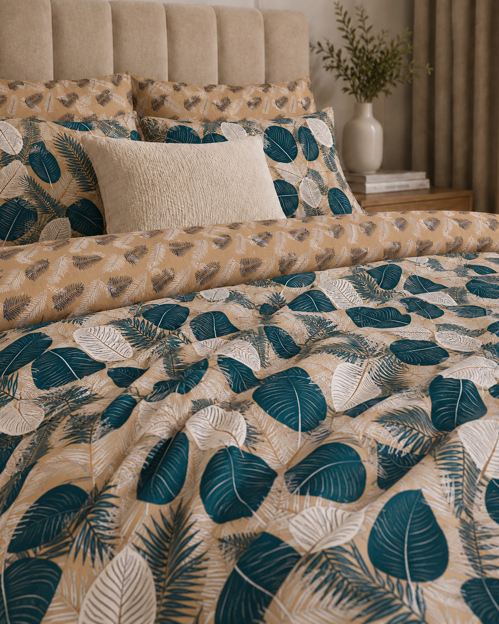 Comforter & Duvet Cover - Tropical Teal Leaves