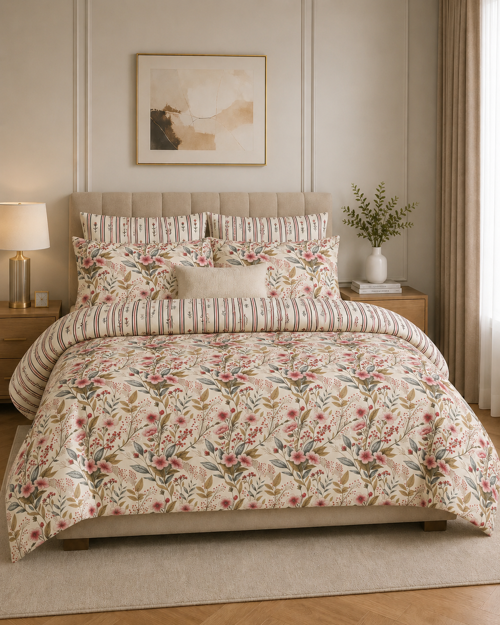Comforter & Duvet Cover - Floral Stripe Bloom