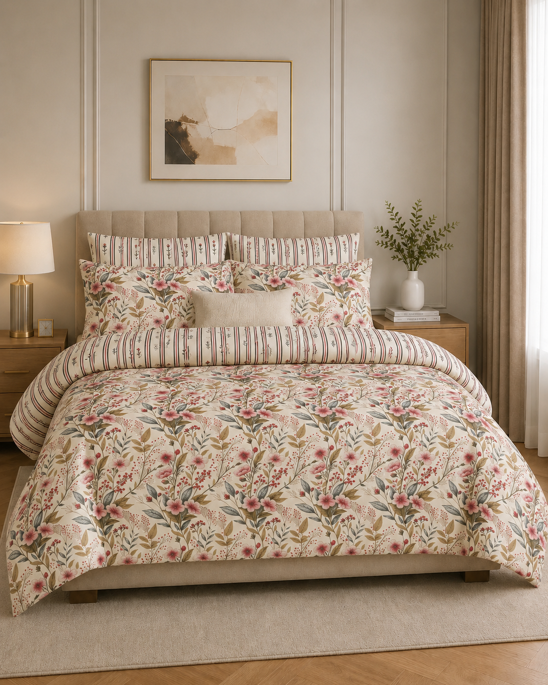 Comforter & Duvet Cover - Floral Stripe Bloom