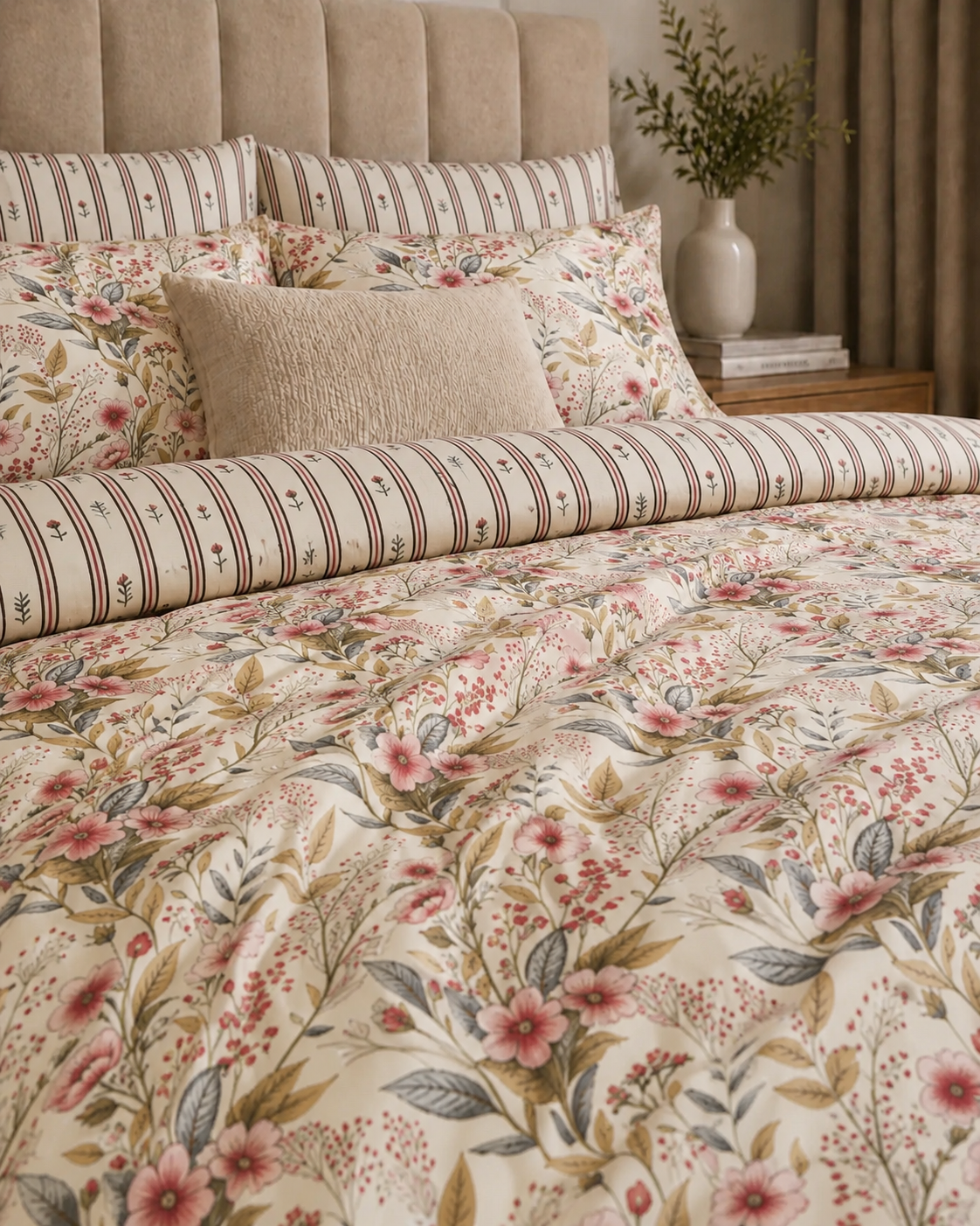 Comforter & Duvet Cover - Floral Stripe Bloom